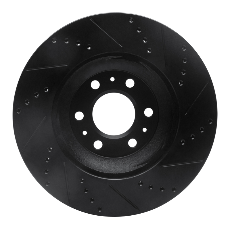 Cadillac SRX Brake Rotor (1) - Front Left - R1 Concepts - Drilled & Slotted - Black - `04-`09